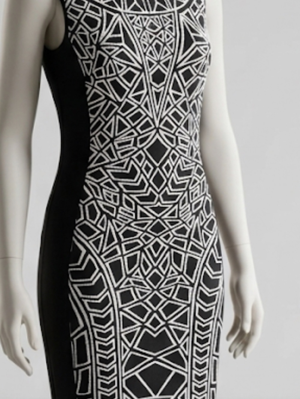 Joseph Ribkoff Black and White Geometric Midi Dress